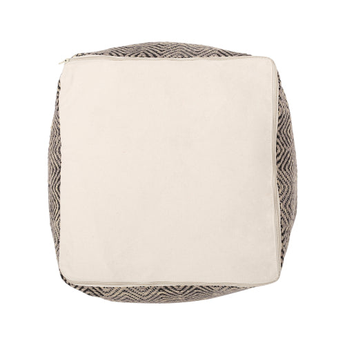 Brown & Beige Handcrafted Chevron Cotton Ottoman Pouf, Zigzag Pattern Decorative Floor Footrest