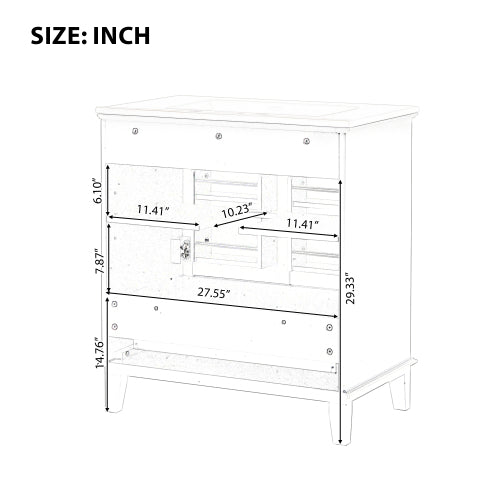 30" Bathroom Vanity with Sink Combo, Multi-functional Bathroom Cabinet with Doors and Drawer, Solid Wood and MDF Board, Black