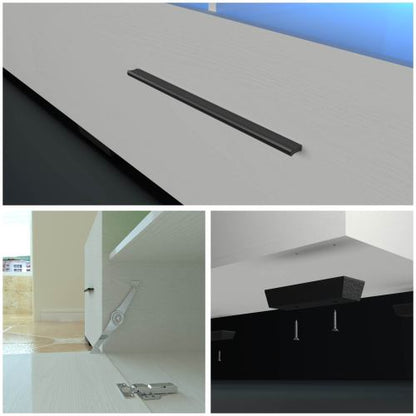 White LED TV Stand for 55-80 inch TVs with Storage and Power Outlet