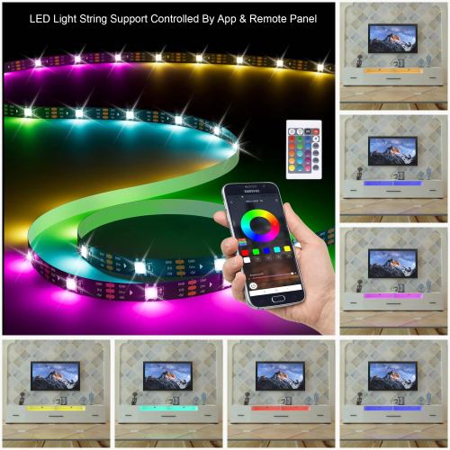 White LED TV Stand for 55-80 inch TVs with Storage and Power Outlet