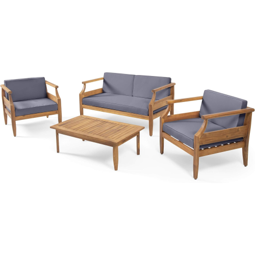 ASTON Outdoor 4 Seater Chat Set with Cushions_LOVESEAT & COFFEE TABLE &CLUB CHAIR