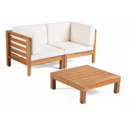 OANA 3-Piece LOVE SEAT SET WITH COFFEE TABLE, BEIGE