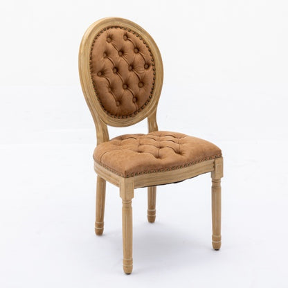 Set of 2 Orange French PU Leather Tufted Nailhead Dining Chairs, Solid Wood Frame 300 LBS Load