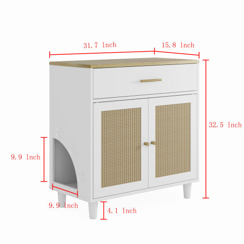 Cat Litter Box Enclosure with Scratch Pad, Hidden Litter Box Furniture and Storage Cabinet