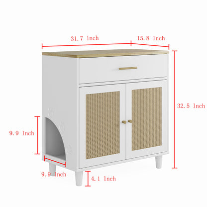 Cat Litter Box Enclosure with Scratch Pad, Hidden Litter Box Furniture and Storage Cabinet