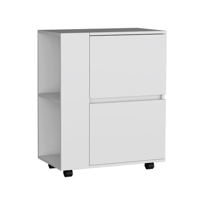 Bar Cart Two Pull-Down Door Cabinets and Two Open Shelves