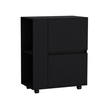 Bar Cart Two Pull-Down Door Cabinets and Two Open Shelves