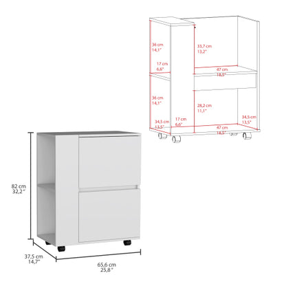 Bar Cart Two Pull-Down Door Cabinets and Two Open Shelves