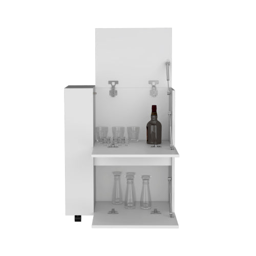 Bar Cart Two Pull-Down Door Cabinets and Two Open Shelves