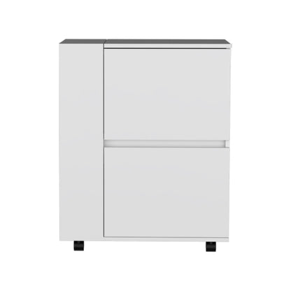Bar Cart Two Pull-Down Door Cabinets and Two Open Shelves