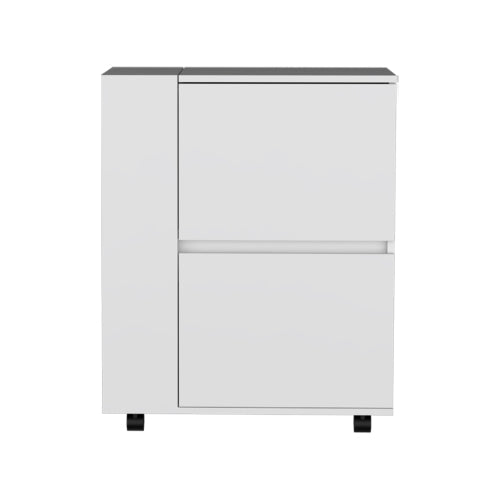 Bar Cart Two Pull-Down Door Cabinets and Two Open Shelves
