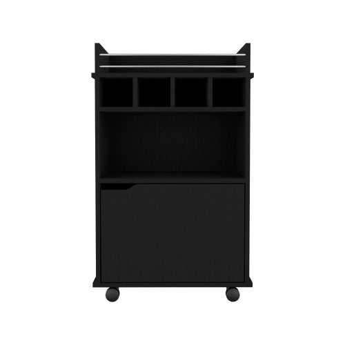 Bar Cart with 2 Open Shelves  4 Cubbies and Cabinet