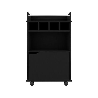 Bar Cart with 2 Open Shelves  4 Cubbies and Cabinet