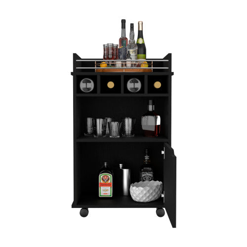 Bar Cart with 2 Open Shelves  4 Cubbies and Cabinet