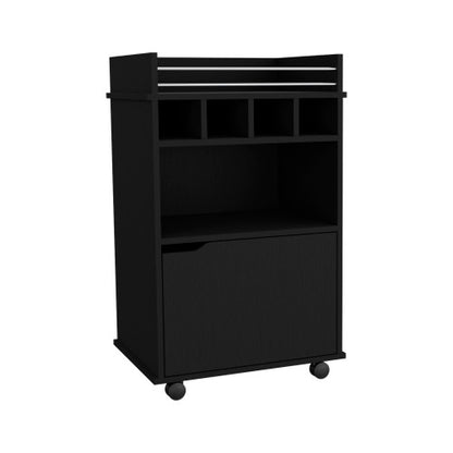 Bar Cart with 2 Open Shelves  4 Cubbies and Cabinet
