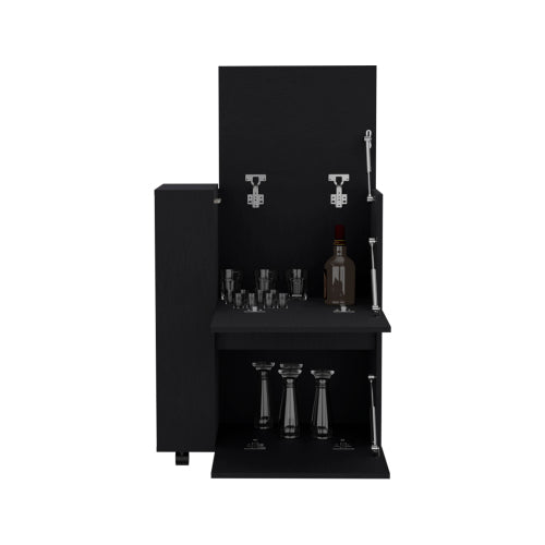 Bar Cart Two Pull-Down Door Cabinets and Two Open Shelves