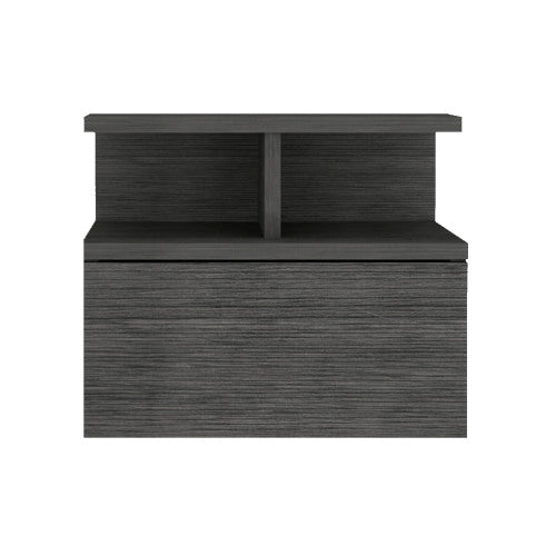 Floating Wall-Mounted Nightstand with Drawer & Open Shelves