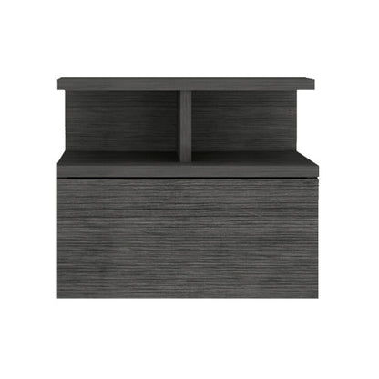 Floating Wall-Mounted Nightstand with Drawer & Open Shelves