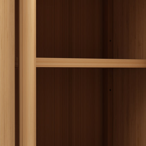 Natural Bamboo Freestanding Storage Cabinet Double Louvered Door Bathroom Organizer