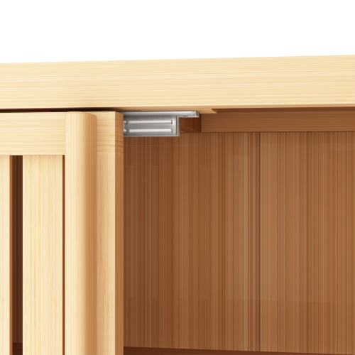 Natural Bamboo Freestanding Storage Cabinet Double Louvered Door Bathroom Organizer