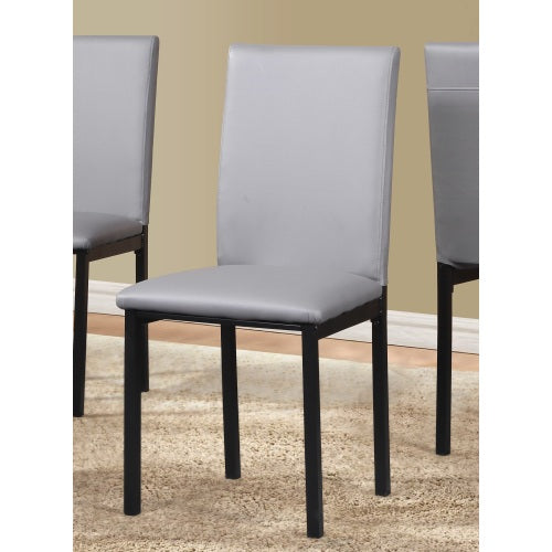 5-Piece Gray Metal Dining Set, Laminated Faux Marble Top Table & 4 Faux Leather Chairs
