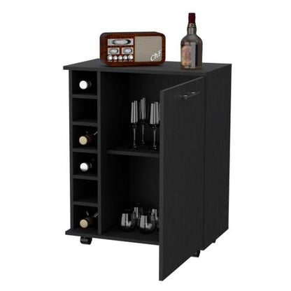 Wenge 6-Bottle Rack Bar Cart