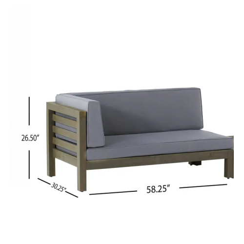 OANA LEFT CORNER BENCH AND COFFEE TABLE. DARK GREY
