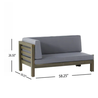 OANA LEFT CORNER BENCH AND COFFEE TABLE. DARK GREY