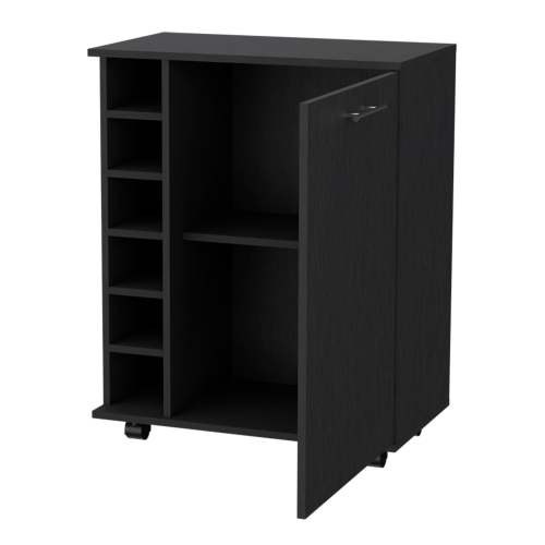 Wenge 6-Bottle Rack Bar Cart