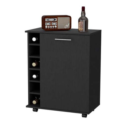 Wenge 6-Bottle Rack Bar Cart