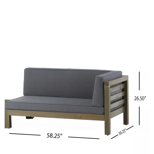 OANA RIGHT CORNER BENCH AND COFFEE TABLE, DARK GREY