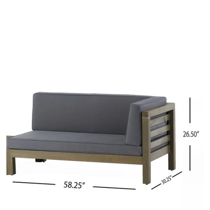 OANA RIGHT CORNER BENCH AND COFFEE TABLE, DARK GREY