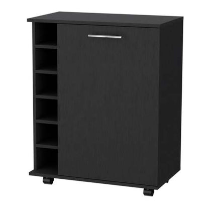 Wenge 6-Bottle Rack Bar Cart