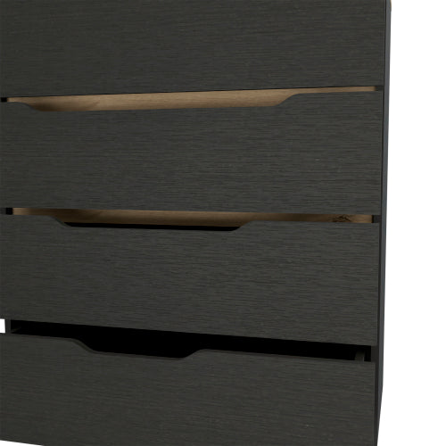 Drawer Dresser 35"H, Four Drawers, Superior Top, Black / Light Oak