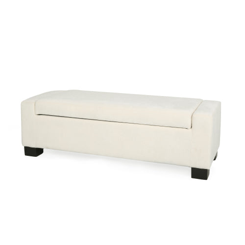 50 inch Fabric Storage Ottoman Bench with Hinged Lid and Birch Legs