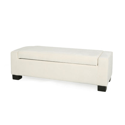 50 inch Fabric Storage Ottoman Bench with Hinged Lid and Birch Legs