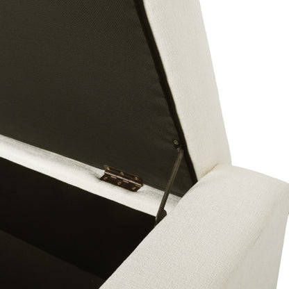 50 inch Fabric Storage Ottoman Bench with Hinged Lid and Birch Legs