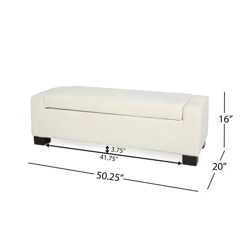 50 inch Fabric Storage Ottoman Bench with Hinged Lid and Birch Legs