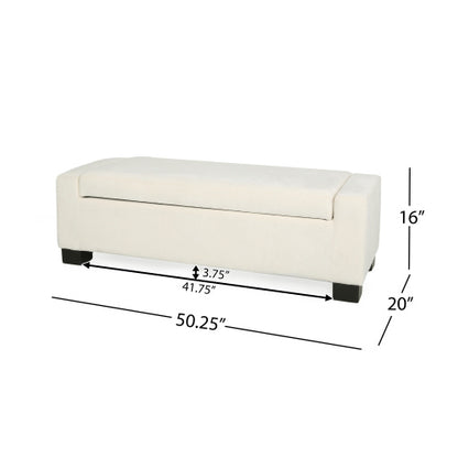 50 inch Fabric Storage Ottoman Bench with Hinged Lid and Birch Legs