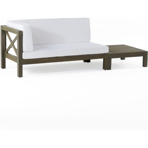 BRAVA X-BACK CORNER BENCH-L WITH COFFEE TABLE , WHITE
