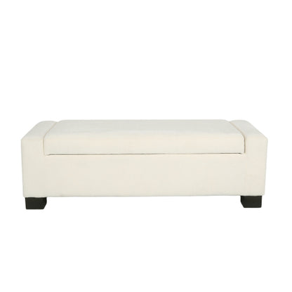 50 inch Fabric Storage Ottoman Bench with Hinged Lid and Birch Legs