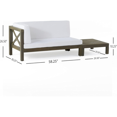 BRAVA X-BACK CORNER BENCH-L WITH COFFEE TABLE , WHITE