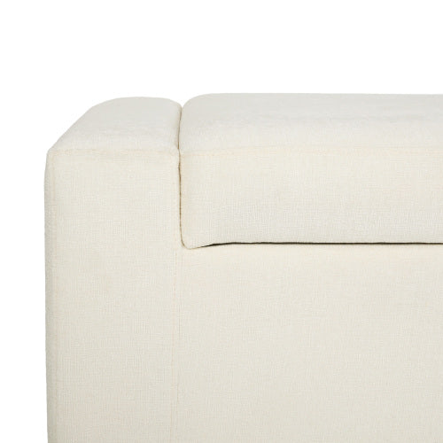 50 inch Fabric Storage Ottoman Bench with Hinged Lid and Birch Legs