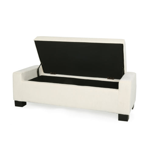 50 inch Fabric Storage Ottoman Bench with Hinged Lid and Birch Legs