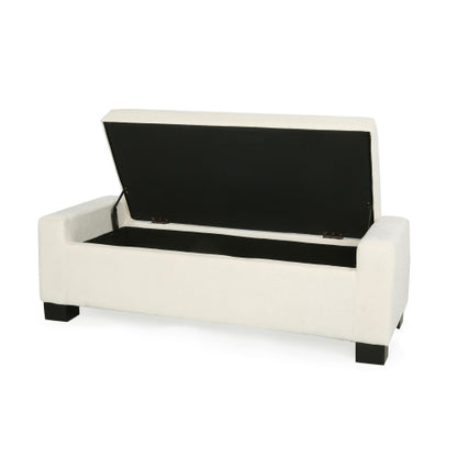 50 inch Fabric Storage Ottoman Bench with Hinged Lid and Birch Legs