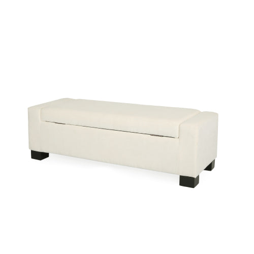 50 inch Fabric Storage Ottoman Bench with Hinged Lid and Birch Legs