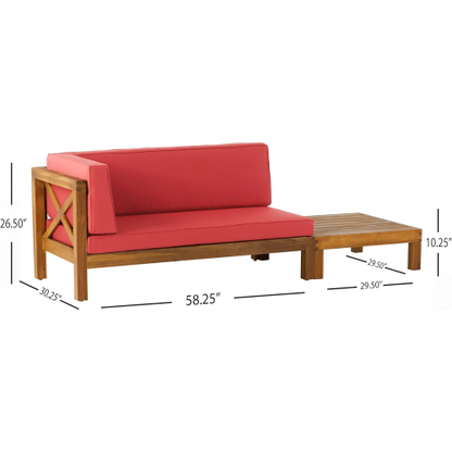 BRAVA X-BACK CORNER BENCH-L WITH COFFEE TABLE, RED