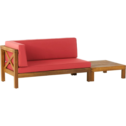 BRAVA X-BACK CORNER BENCH-L WITH COFFEE TABLE, RED