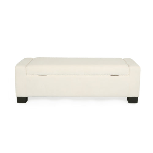 50 inch Fabric Storage Ottoman Bench with Hinged Lid and Birch Legs