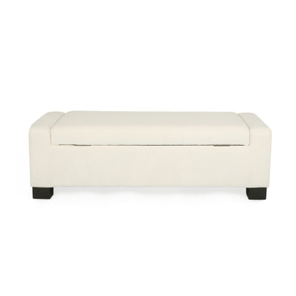 50 inch Fabric Storage Ottoman Bench with Hinged Lid and Birch Legs
